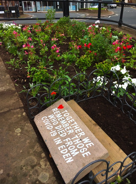 Image of Covid 19 memorial flower bed